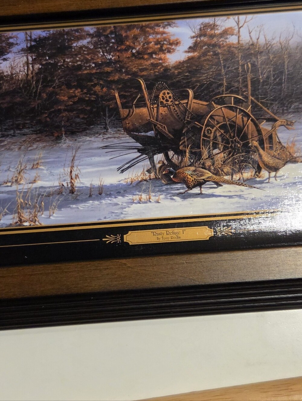 Terry Redlin Rusty Refuge I Framed Art Presentation Plaque Pheasants Wildlife